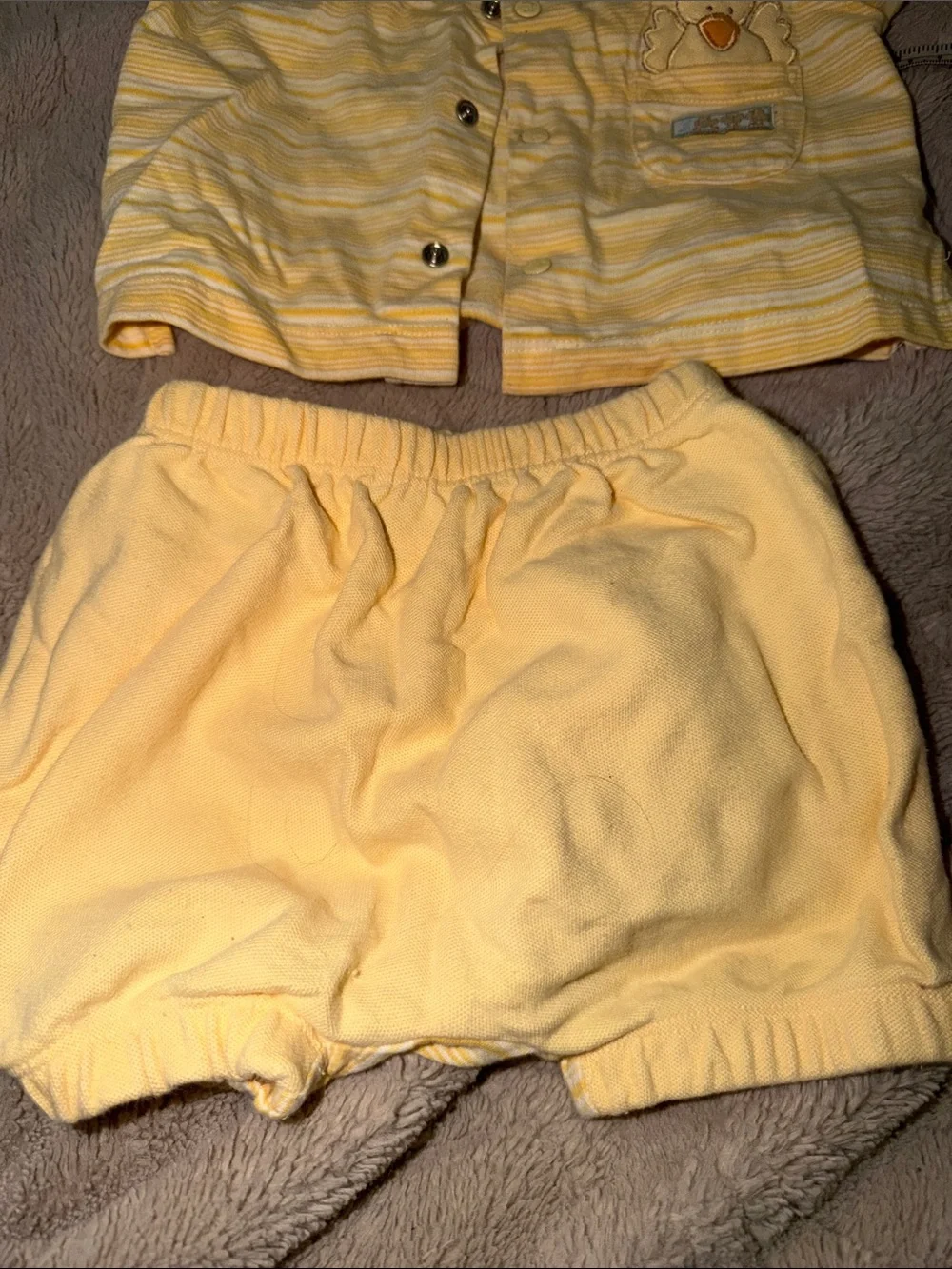 Absorba Yellow White Striped Peek A Boo Duck Shirt & Shorts Set 9M
